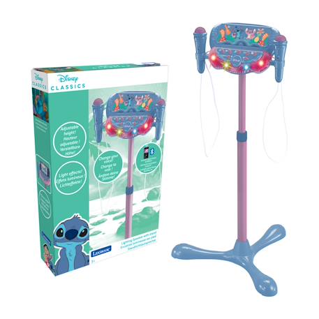 Microphone sur pied, enceinte Lumineuse bluetooth Stitch - Hauteur ajustable, Effets Lumineux, 2 Microphones Inclus Bleu 1 - vertbaudet enfant 