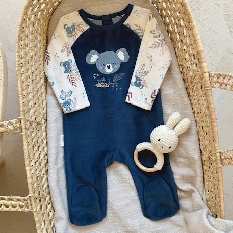 Pyjama bébé en velours mathéo Bleu 6 - vertbaudet enfant 