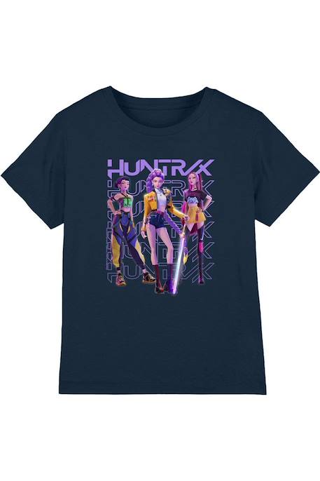 T-shirt fille enfant Huntr/x pose, KPop Demon Hunters Bleu marine+Noir+Violet 1 - vertbaudet enfant 