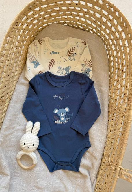 Lot de 2 bodies bébé manches longues mathéo Bleu 1 - vertbaudet enfant 