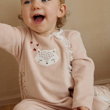 Pyjama bébé en velours ouverture zippée doucette Rose 6 - vertbaudet enfant 