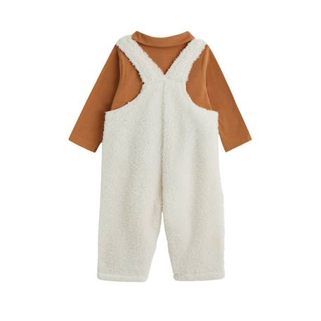 Ensemble salopette bébé en sherpa et t-shirt caramel Ecru 3 - vertbaudet enfant 