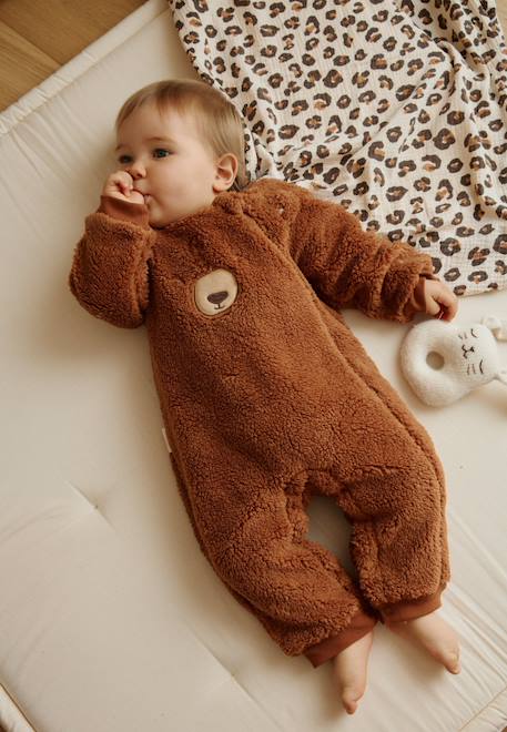Surpyjama bébé en sherpa moka Marron 1 - vertbaudet enfant 