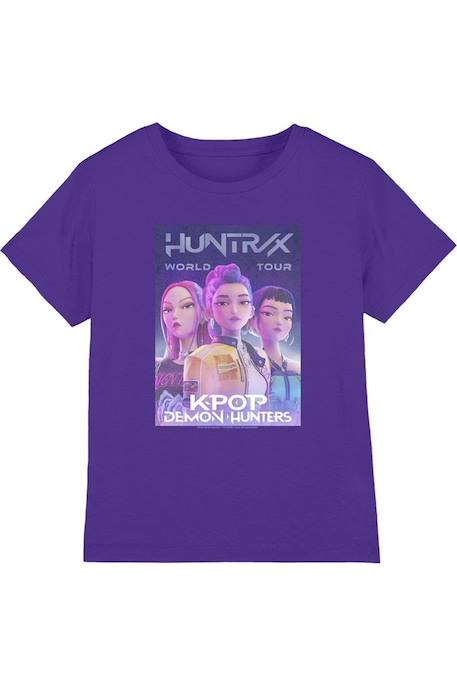 T-shirt fille enfant Huntr/x World Tour, KPop Demon Hunters Blanc+Fuchsia+Violet 13 - vertbaudet enfant 