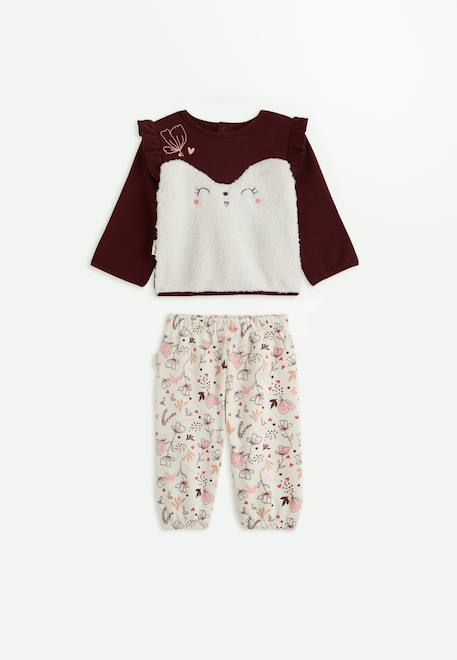 Ensemble bébé sweat et pantalon en molleton aimée Bordeaux 1 - vertbaudet enfant 