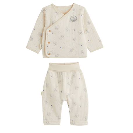 Ensemble bébé gilet et pantalon en coton matelassé voix lactée Ecru 2 - vertbaudet enfant 
