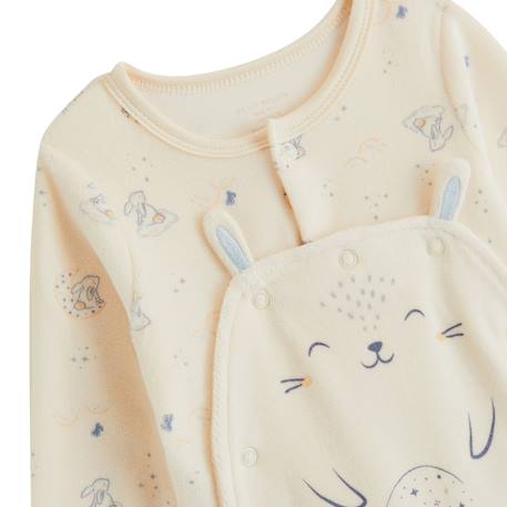 Pyjama bébé en velours ouverture pont voix lactée Ecru 4 - vertbaudet enfant 