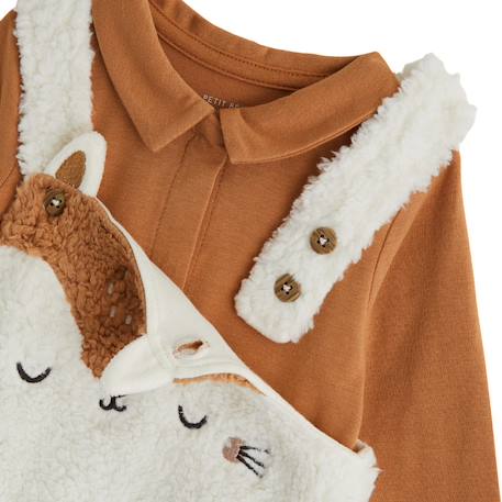 Ensemble salopette bébé en sherpa et t-shirt caramel Ecru 4 - vertbaudet enfant 