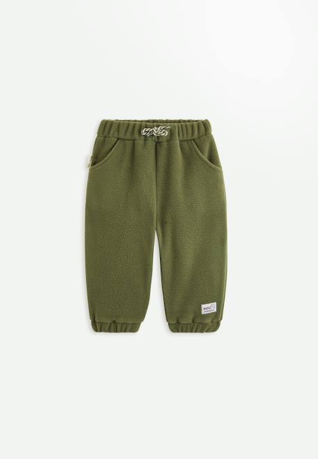 Pantalon bébé en polaire pistache Kaki 1 - vertbaudet enfant 