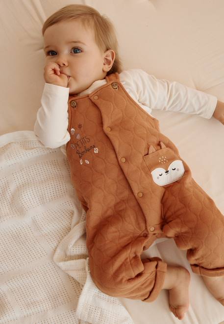 Ensemble salopette bébé matelassé et t-shirt caramel Marron 1 - vertbaudet enfant 