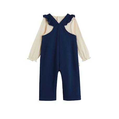 Ensemble salopette bébé en molleton et t-shirt en pointelle ollie Bleu 3 - vertbaudet enfant 