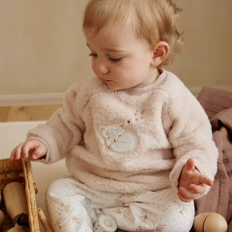 Sweat-shirt bébé en fausse fourrure doucette Rose 5 - vertbaudet enfant 