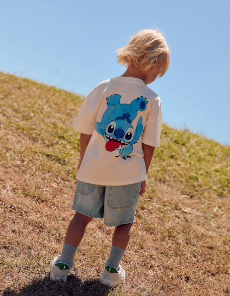 T-shirt en coton avec imprimés stitch Blanc 1 - vertbaudet enfant 
