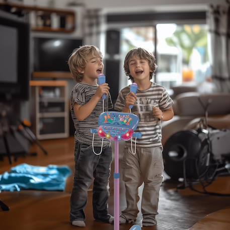 Microphone sur pied, enceinte Lumineuse bluetooth Stitch - Hauteur ajustable, Effets Lumineux, 2 Microphones Inclus Bleu 5 - vertbaudet enfant 