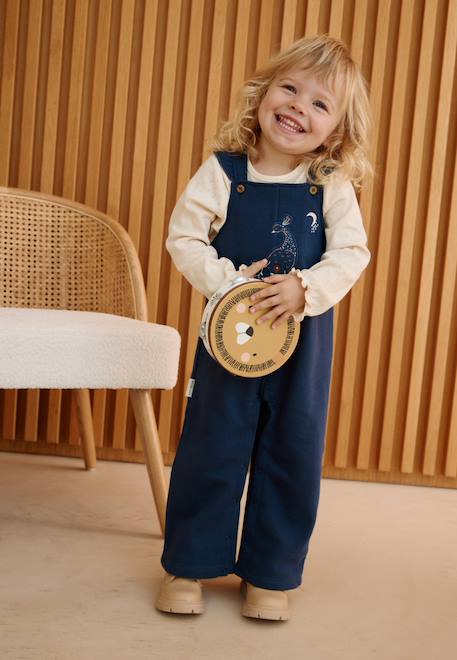 Ensemble salopette bébé en molleton et t-shirt en pointelle ollie Bleu 1 - vertbaudet enfant 