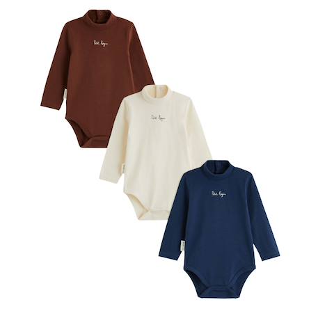 Lot de 3 bodies bébé col roulé manches longues mathéo Bleu 2 - vertbaudet enfant 