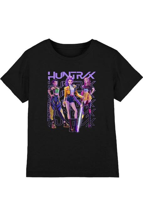 T-shirt fille enfant Huntr/x pose, KPop Demon Hunters Bleu marine+Noir+Violet 7 - vertbaudet enfant 