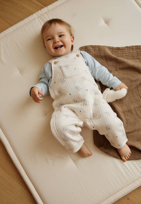 Ensemble salopette bébé en coton matelassé et t-shirt voix lactée Bleu 1 - vertbaudet enfant 
