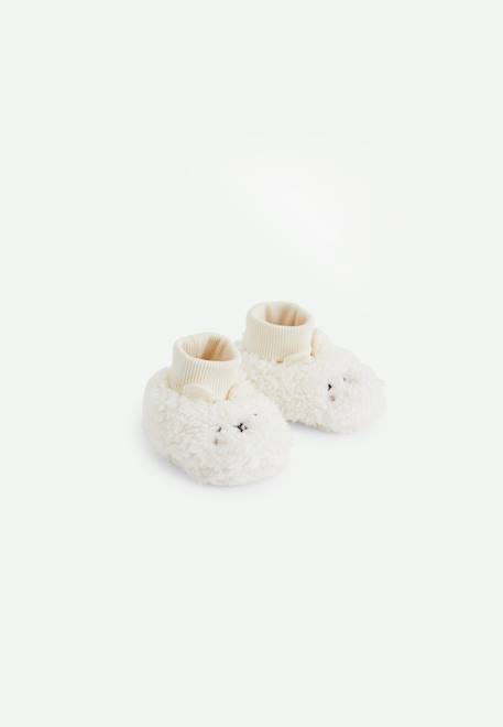 Chaussons bébé en sherpa caramel Ecru 1 - vertbaudet enfant 