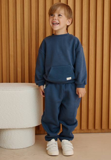 Ensemble enfant sweat et pantalon en molleton mathéo Bleu 1 - vertbaudet enfant 