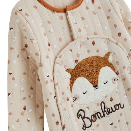 Pyjama bébé matelassé ouverture pont caramel Ecru 4 - vertbaudet enfant 