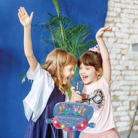 Microphone sur pied, enceinte Lumineuse bluetooth Stitch - Hauteur ajustable, Effets Lumineux, 2 Microphones Inclus Bleu 4 - vertbaudet enfant 