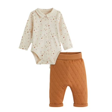 Ensemble body bébé et pantalon matelassé caramel Marron 2 - vertbaudet enfant 