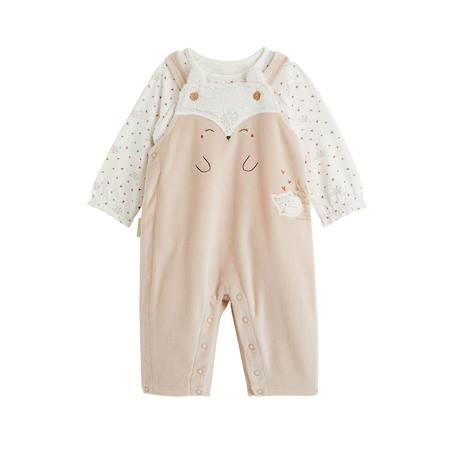 Ensemble salopette bébé en molleton et t-shirt doucette Rose 2 - vertbaudet enfant 