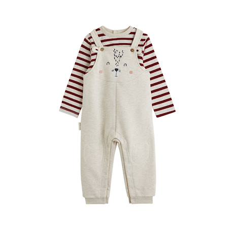 Ensemble salopette bébé en molleton et t-shirt pistache Beige 2 - vertbaudet enfant 
