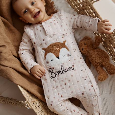 Pyjama bébé matelassé ouverture pont caramel Ecru 6 - vertbaudet enfant 