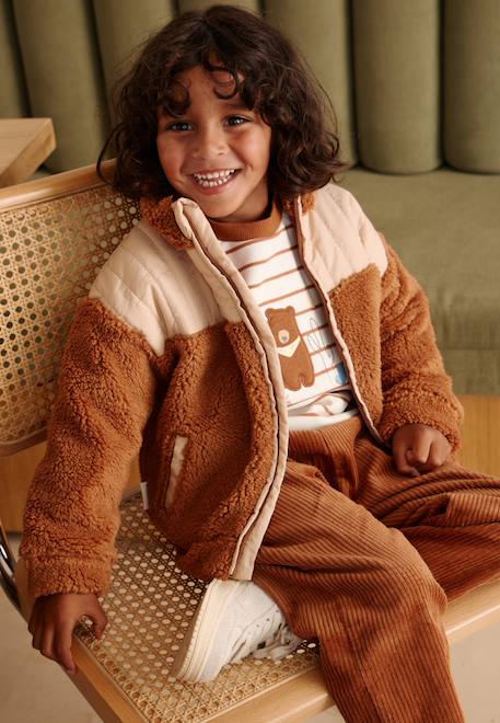 Veste enfant en sherpa moka Marron 1 - vertbaudet enfant 