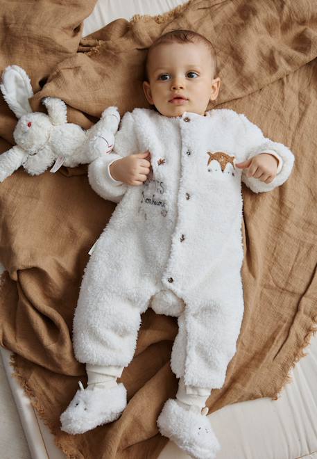 Surpyjama bébé en sherpa caramel Ecru 1 - vertbaudet enfant 