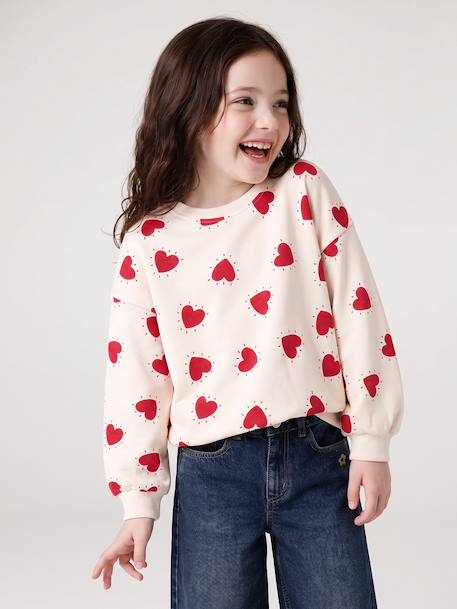 Sweat fille col rond écru+ivoire+rose pâle+taupe 7 - vertbaudet enfant 