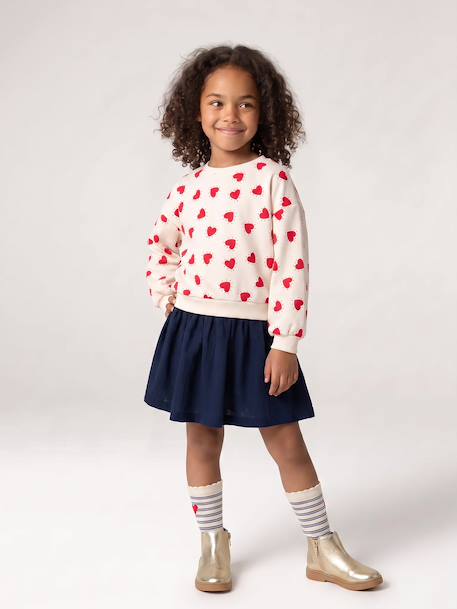 Robe fille 2 en 1 molleton et gaze de coton anthracite+marine+rouge 14 - vertbaudet enfant 