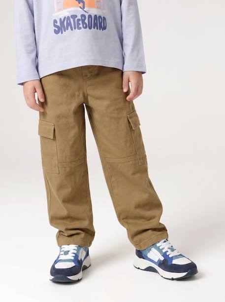 Pantalon battle garçon bleu jean+olive 8 - vertbaudet enfant 