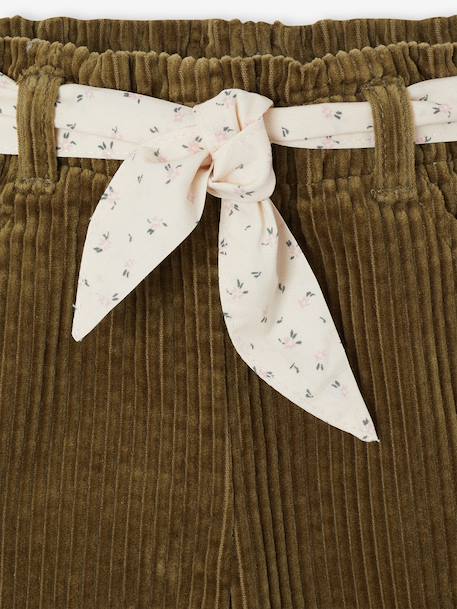 Pantalon large en velours ceinture à fleurs bébé beige+olive+vieux rose 6 - vertbaudet enfant 