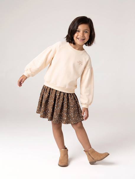 Robe bi-matière fille anthracite+écru+mauve+vert sauge 5 - vertbaudet enfant 