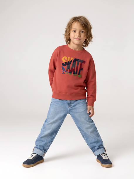 Sweat col rond garçon marine+tomette 15 - vertbaudet enfant 