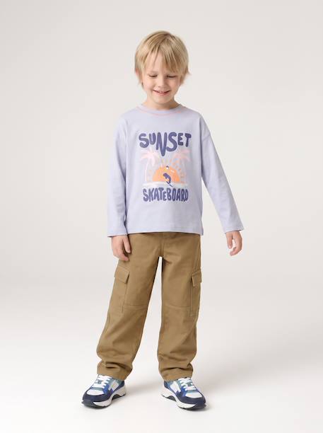 Pantalon battle garçon bleu jean+olive 9 - vertbaudet enfant 