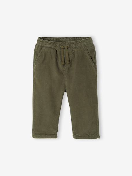 Pantalon velours bébé garçon kaki+marine 1 - vertbaudet enfant 