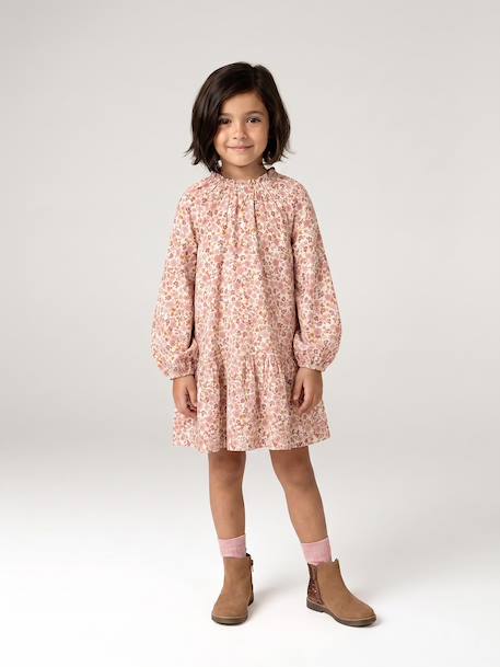 Robe courte fille écru+kaki 1 - vertbaudet enfant 