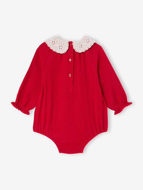 Ensemble barboteuse et collants bébé fille rouge 4 - vertbaudet enfant 
