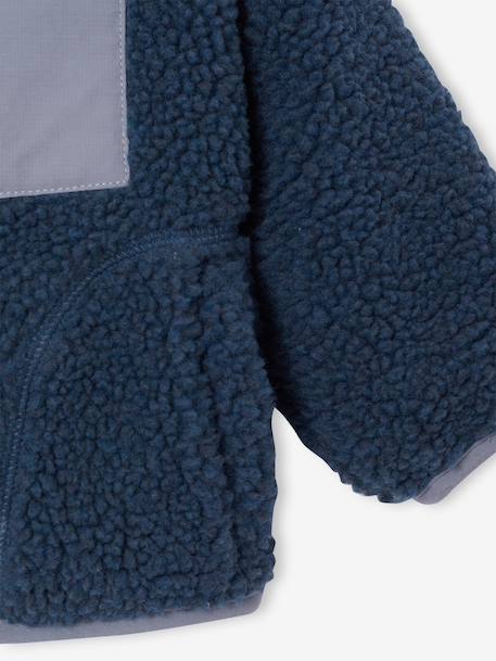 Blouson bébé garçon sherpa à capuche zippé bleu 4 - vertbaudet enfant 