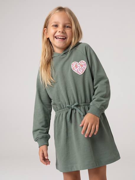 Robe courte à capuche fille gris chiné+marine+vert 21 - vertbaudet enfant 