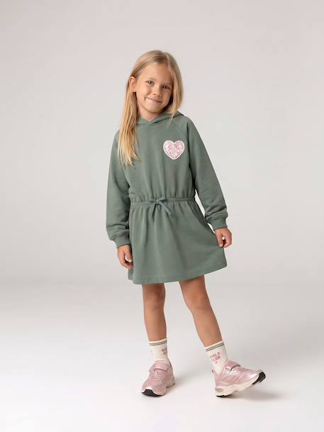 Robe courte à capuche fille gris chiné+marine+vert 15 - vertbaudet enfant 