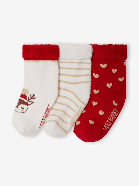 Lot de 3 chaussettes noël écru 1 - vertbaudet enfant 