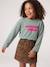 T-shirt manches longues fille encre+rose pâle+vert 16 - vertbaudet enfant 