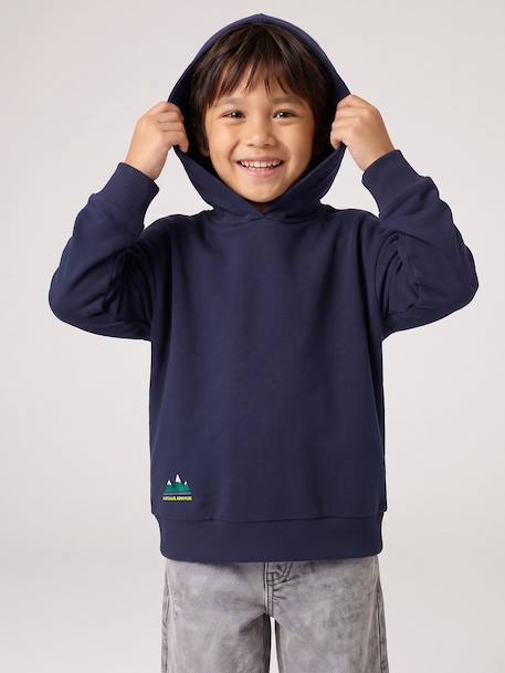 Sweat à capuche garçon marine+rouge chiné 2 - vertbaudet enfant 