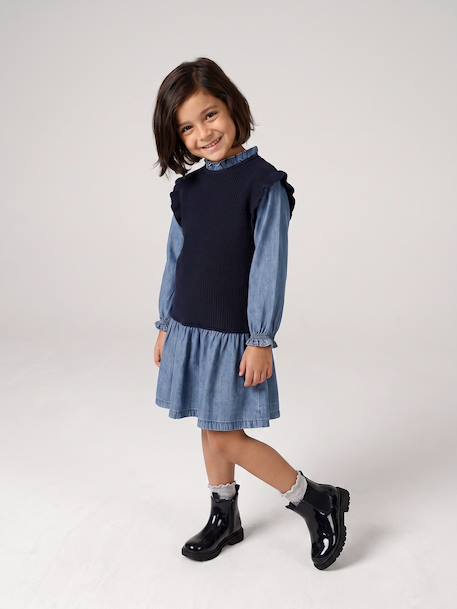 Robe 2 en1 fille marine 1 - vertbaudet enfant 