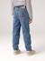 Jean fille mom brodé fleurs bleu+bleu clair+bleu moyen 18 - vertbaudet enfant 